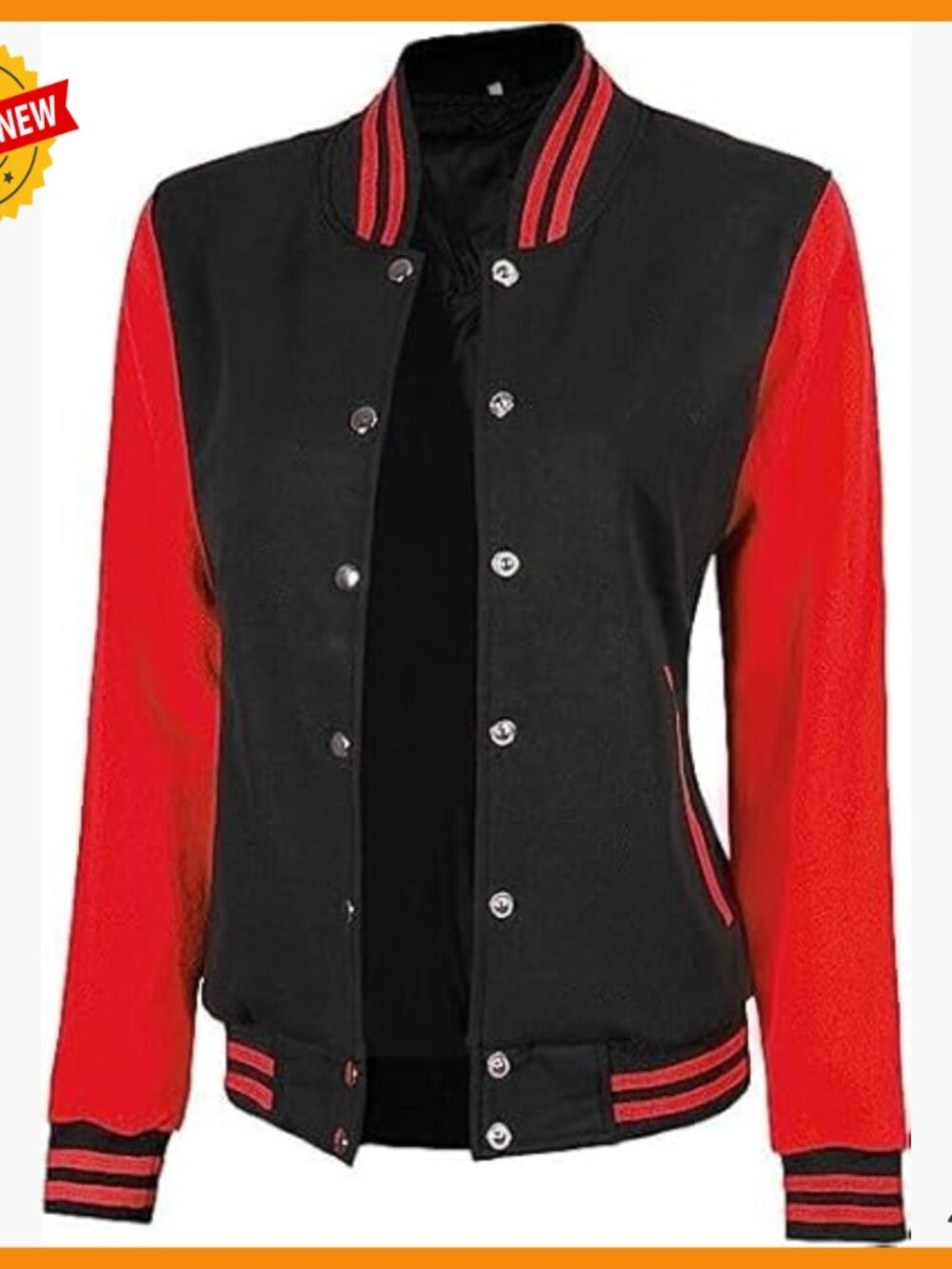 Fleece Varsity Bomber Jacket Women's Long Sleeve Snap Button Casual Outerwear